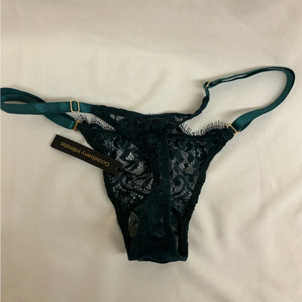 Gooseberry intimates thong lace one size small-xl emerald and grey new - Picture 9 of 13